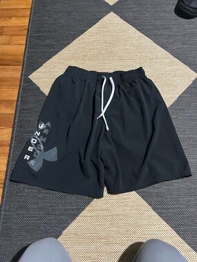 Under Armour Black Athletic Shorts with White Drawstring